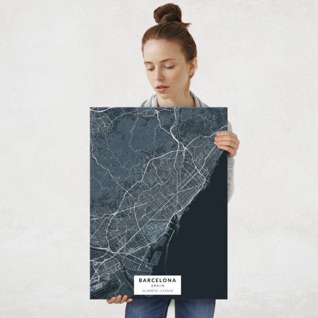 Plakat metalowy Mapa Navy Barcelona L
