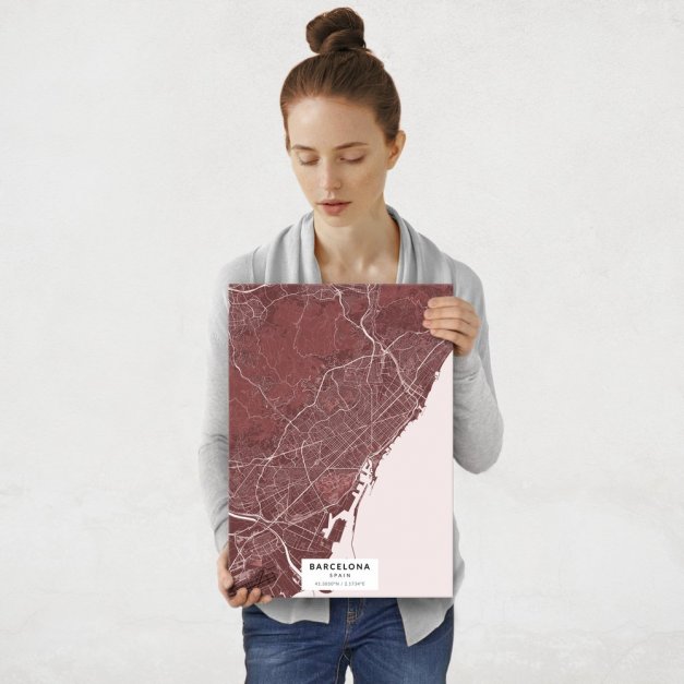 Plakat metalowy Mapa Burgund Barcelona M