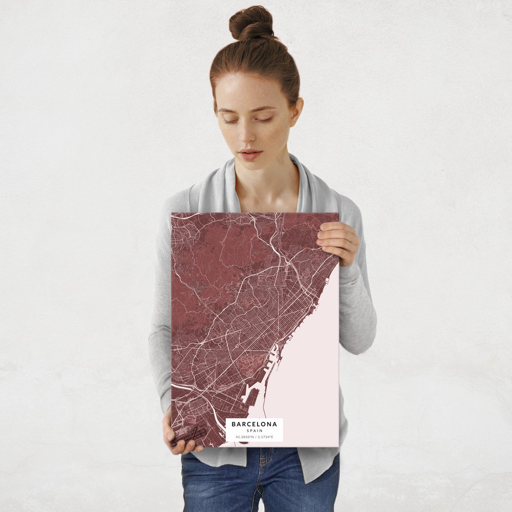 Plakat metalowy Mapa Burgund Barcelona M