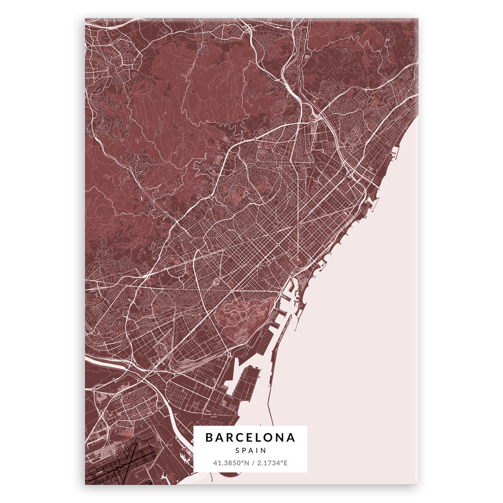Plakat metalowy Mapa Burgund Barcelona L