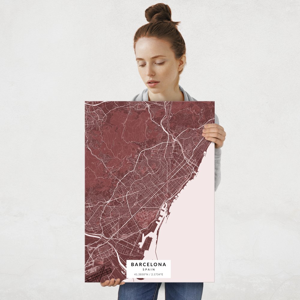 Plakat metalowy Mapa Burgund Barcelona L