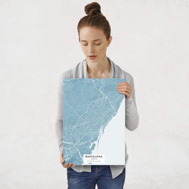 Plakat metalowy Mapa Lazur Barcelona M