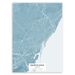 Plakat metalowy Mapa Lazur Barcelona L
