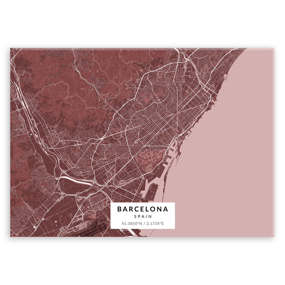 Plakat metalowy Mapa Burgund Barcelona L