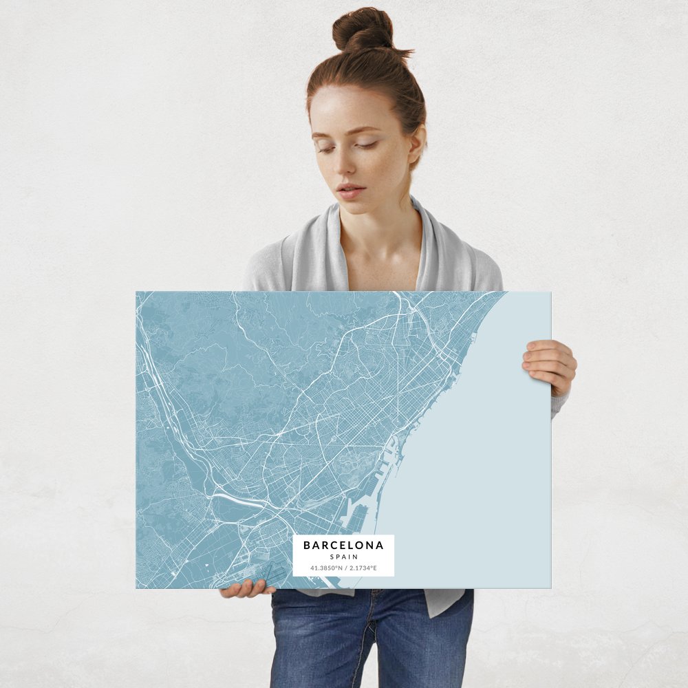 Plakat metalowy Mapa Lazur Barcelona L