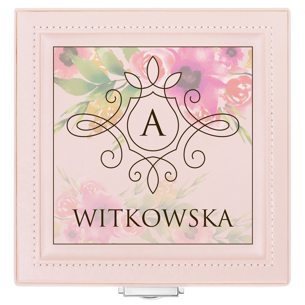 Szkatułka różowa na biżuterię z nadrukiem dla niej