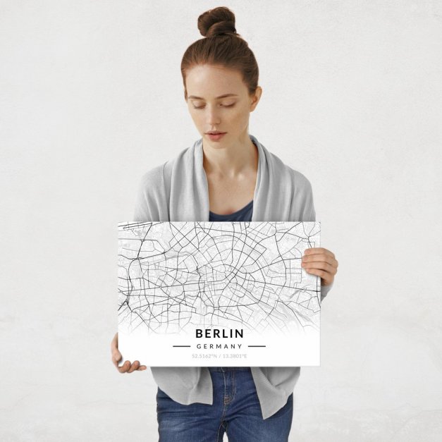 Plakat metalowy Mapa B&W Berlin M