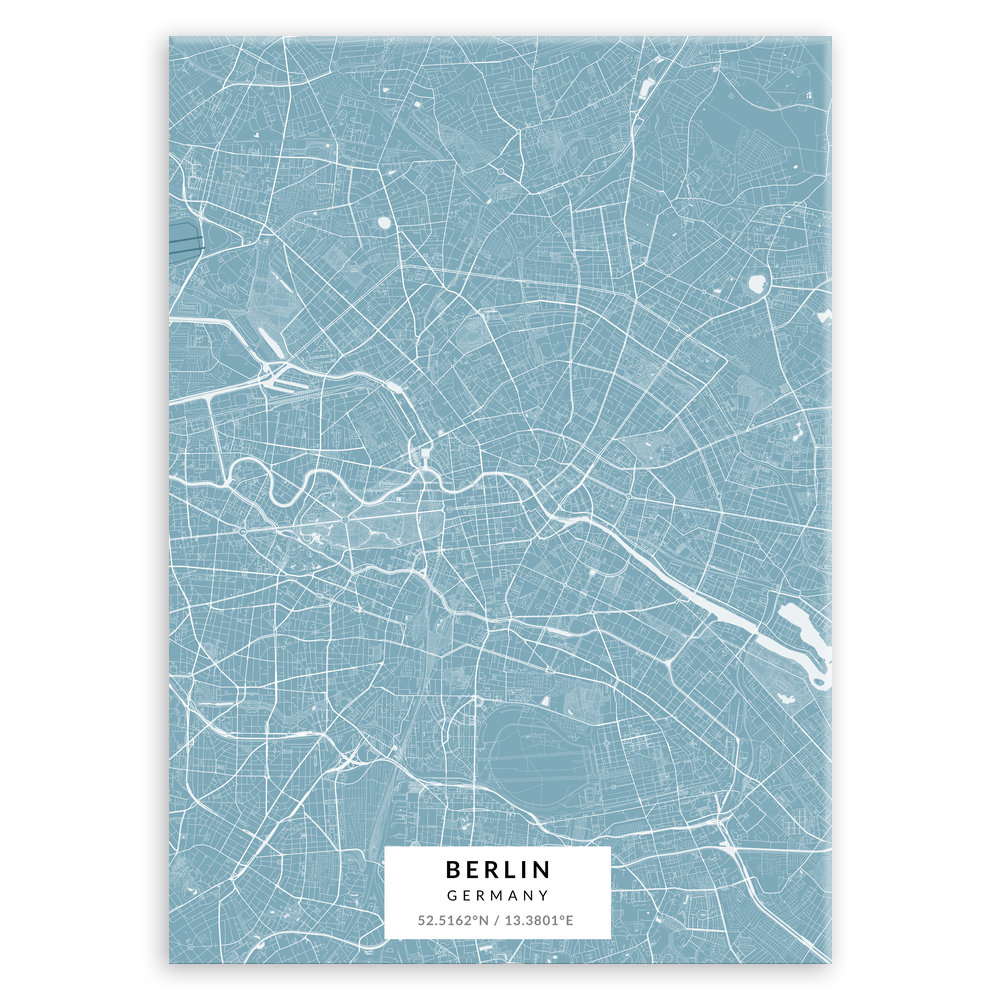 Plakat metalowy Mapa Lazur Berlin M