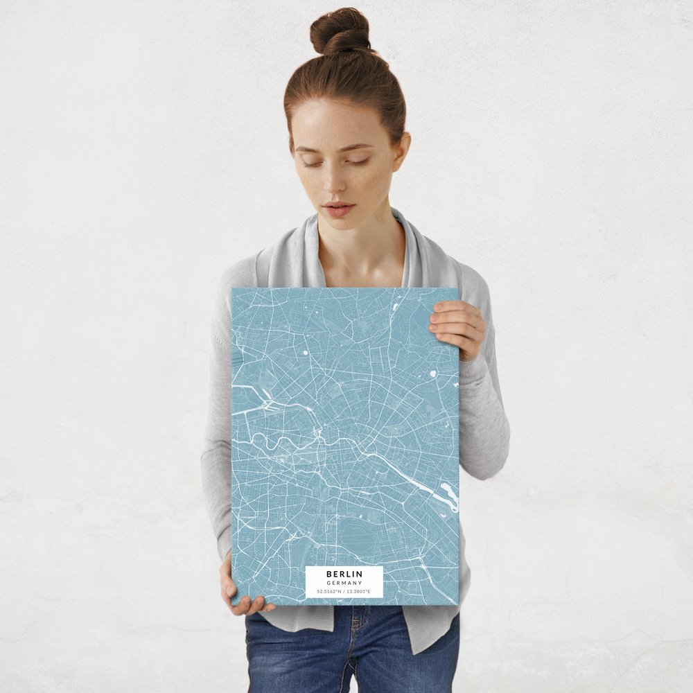 Plakat metalowy Mapa Lazur Berlin M
