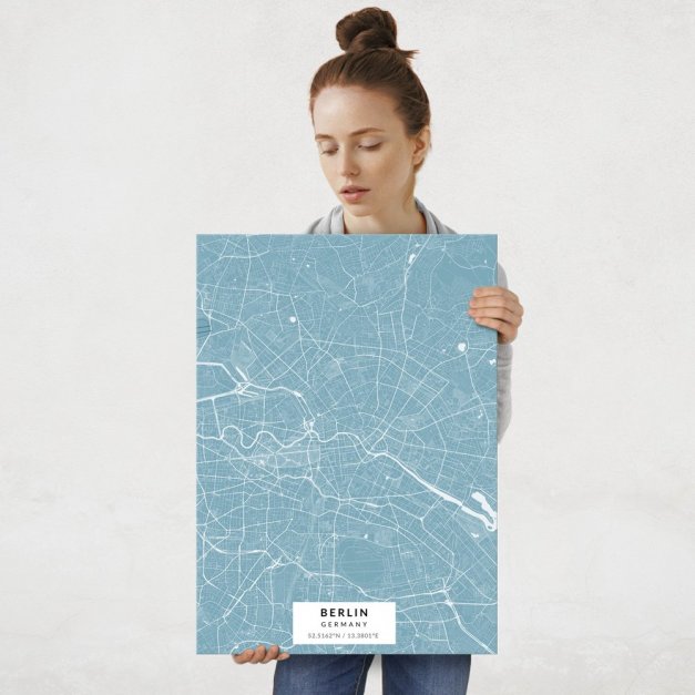 Plakat metalowy Mapa Lazur Berlin L