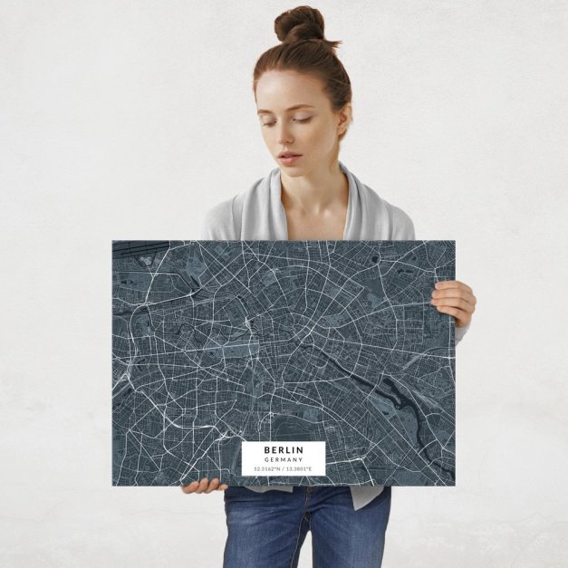 Plakat metalowy Mapa Navy Berlin L