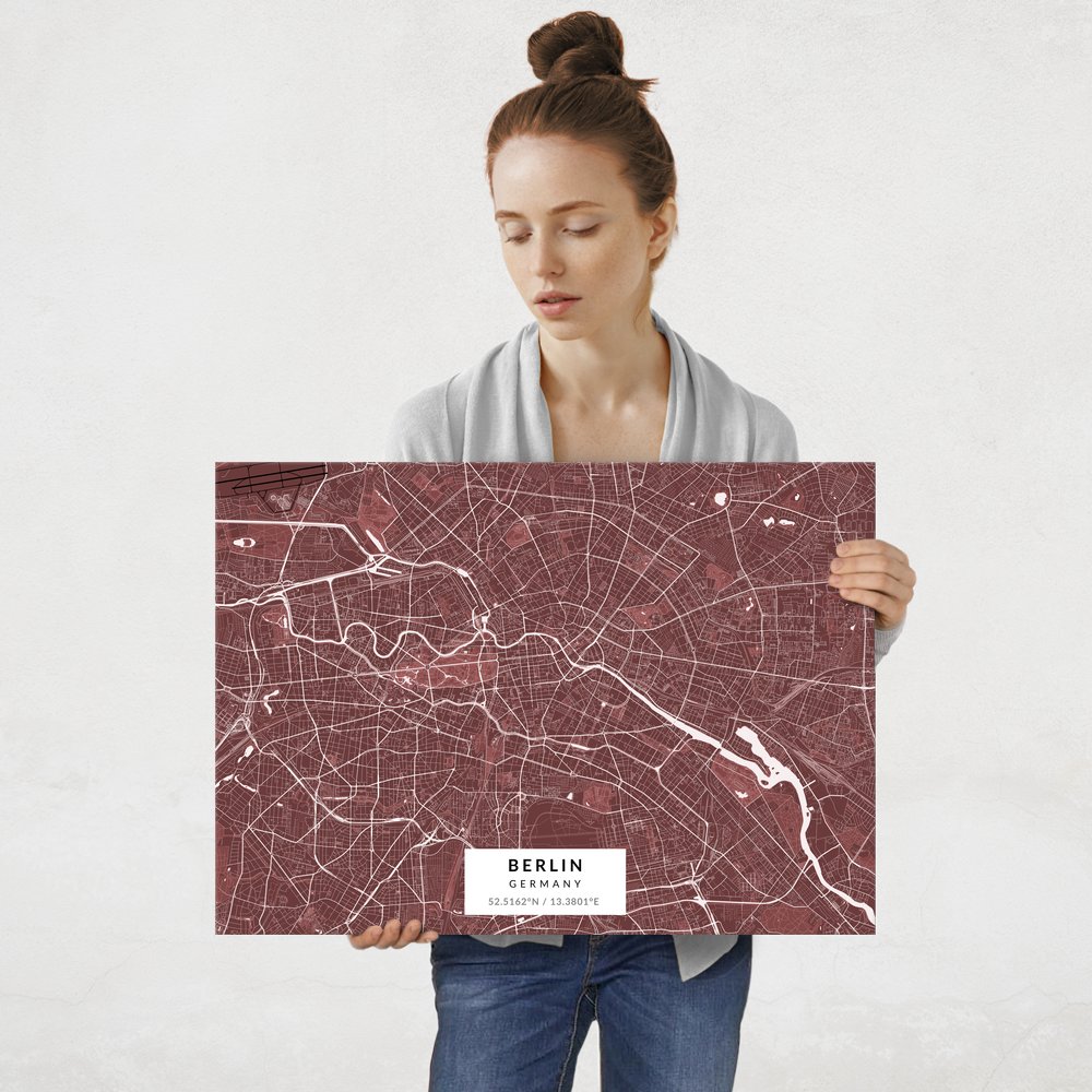 Plakat metalowy Mapa Burgund Berlin L