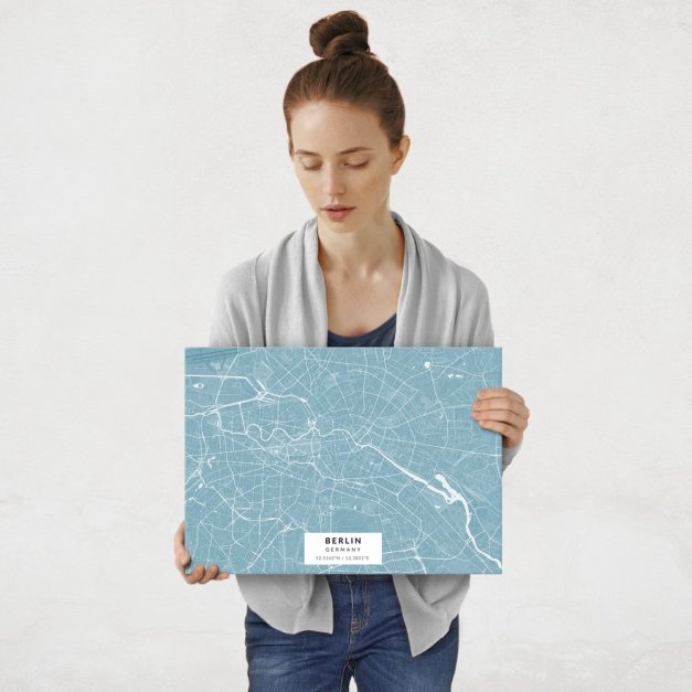 Plakat metalowy Mapa Lazur Berlin M