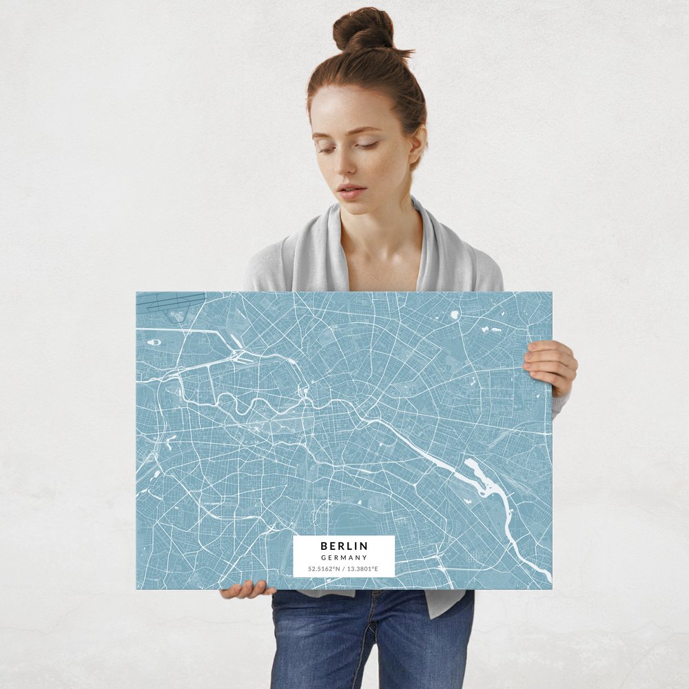Plakat metalowy Mapa Lazur Berlin L