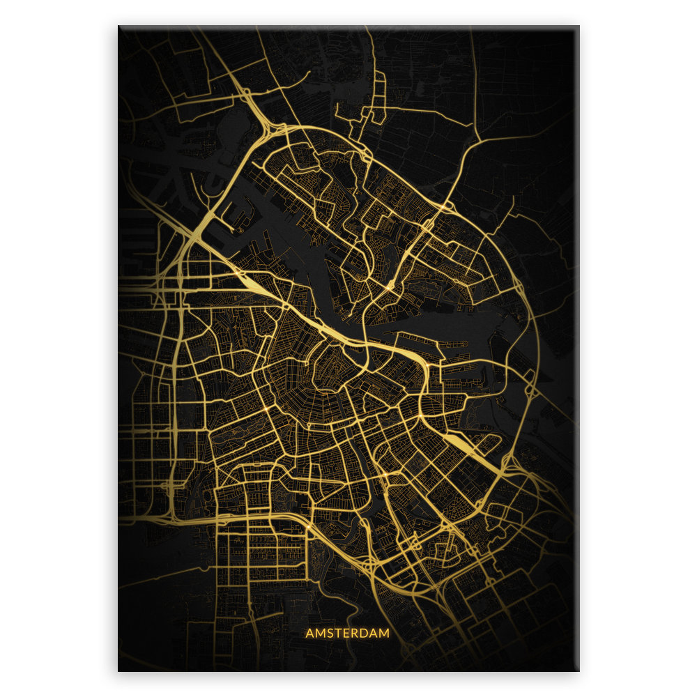 Plakat metalowy Mapa City Lights Amsterdam L