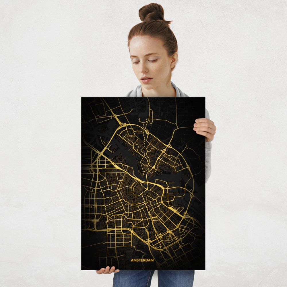 Plakat metalowy Mapa City Lights Amsterdam L