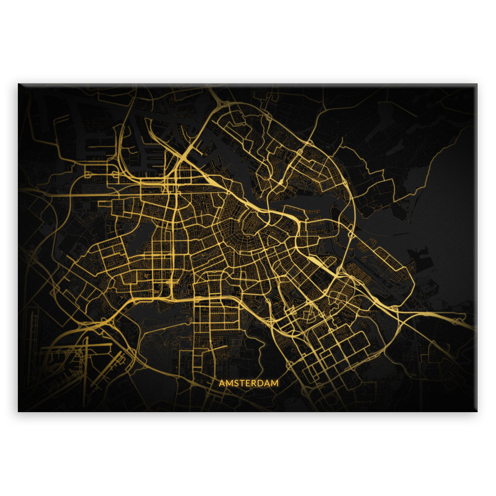 Plakat metalowy Mapa City Lights Amsterdam M