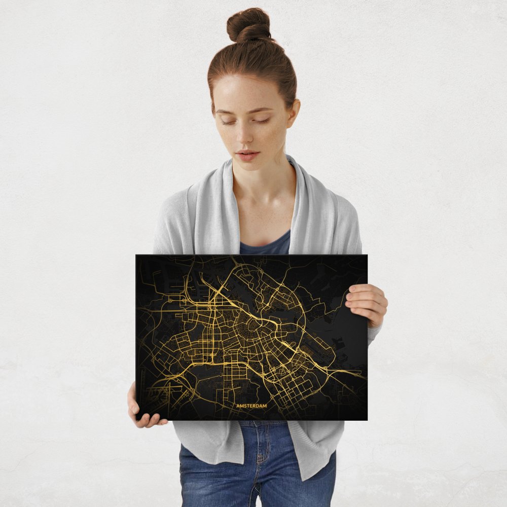 Plakat metalowy Mapa City Lights Amsterdam M