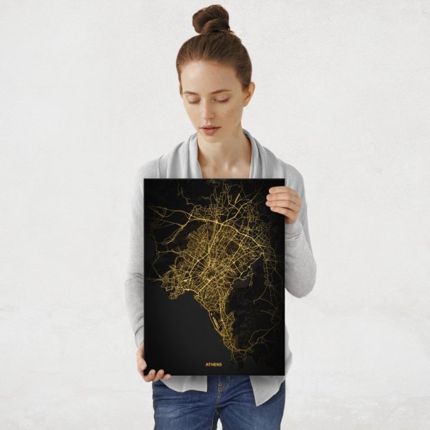 Plakat metalowy Mapa City Lights Ateny M