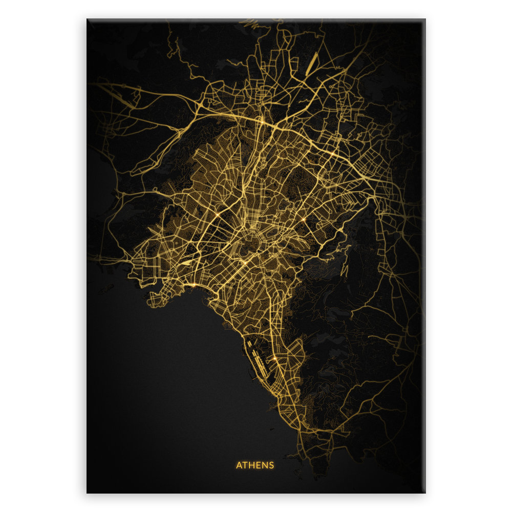 Plakat metalowy Mapa City Lights Ateny L