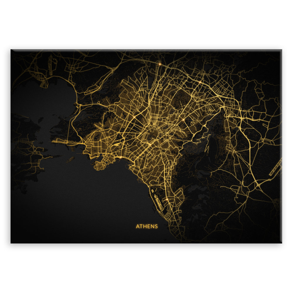 Plakat metalowy Mapa City Lights Ateny M