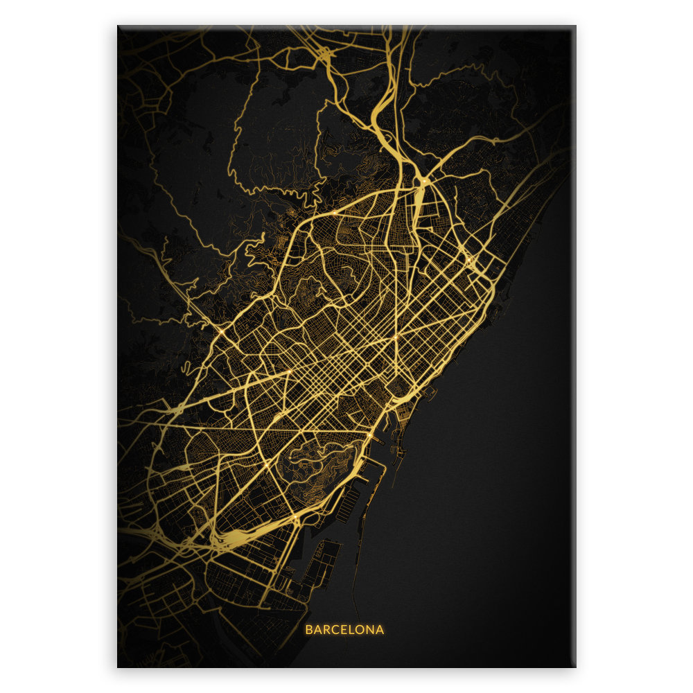 Plakat metalowy Mapa City Lights Barcelona M