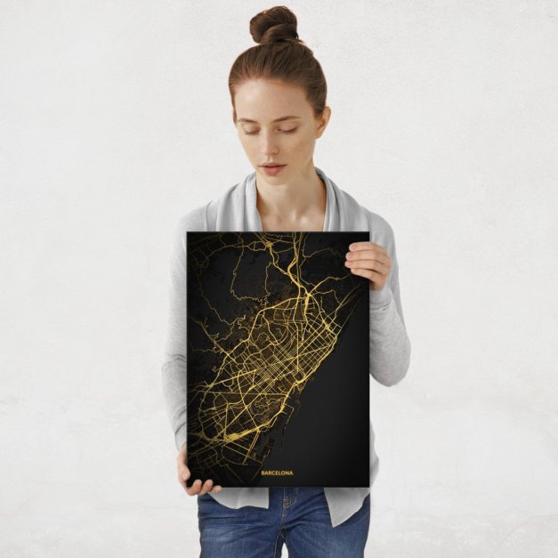 Plakat metalowy Mapa City Lights Barcelona M
