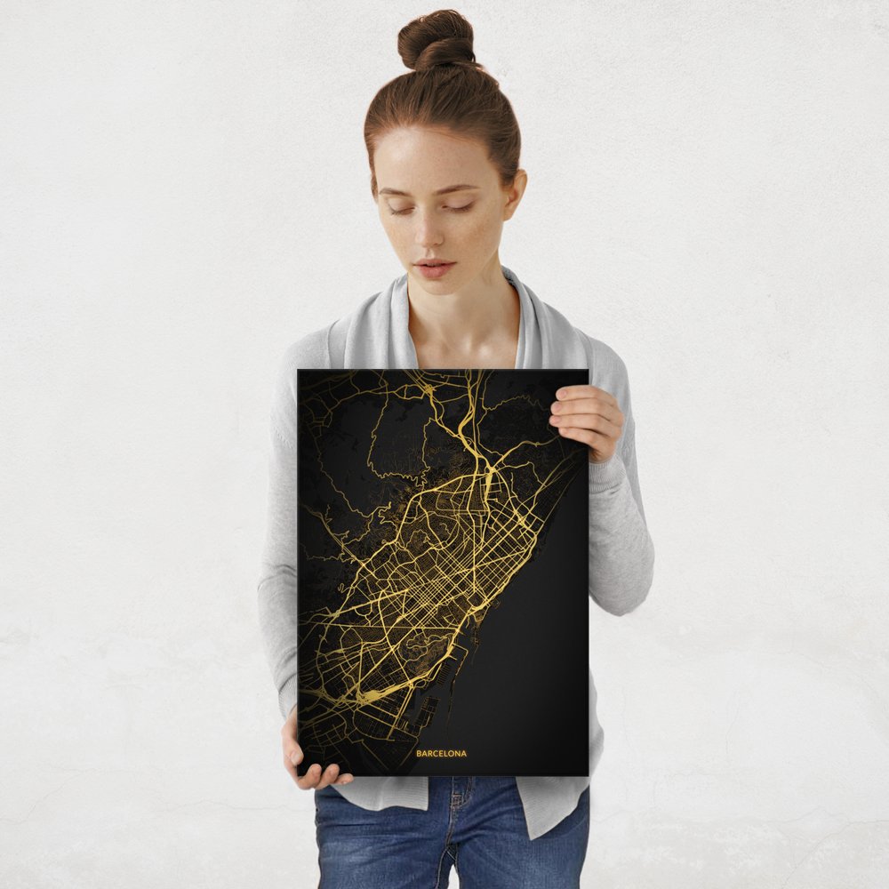 Plakat metalowy Mapa City Lights Barcelona M