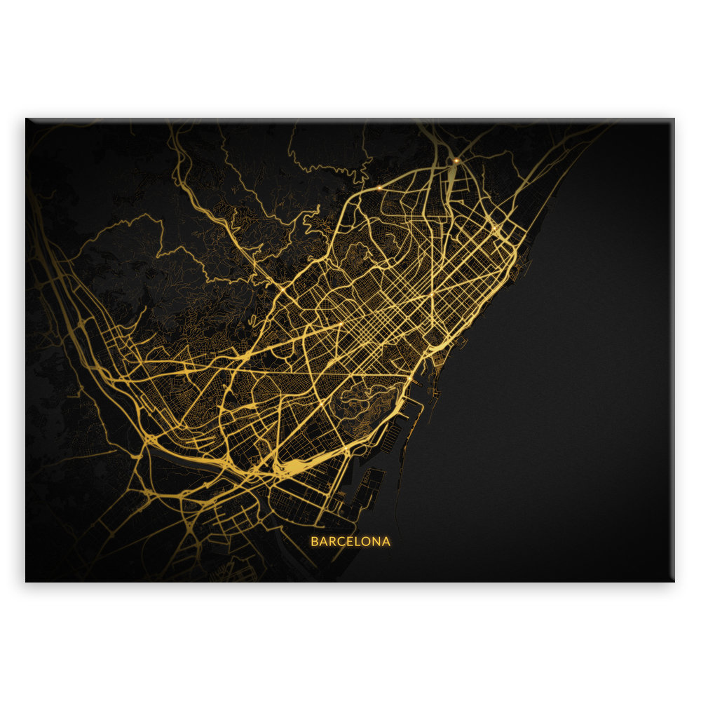 Plakat metalowy Mapa City Lights Barcelona M