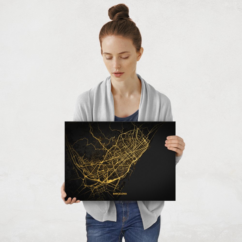 Plakat metalowy Mapa City Lights Barcelona M