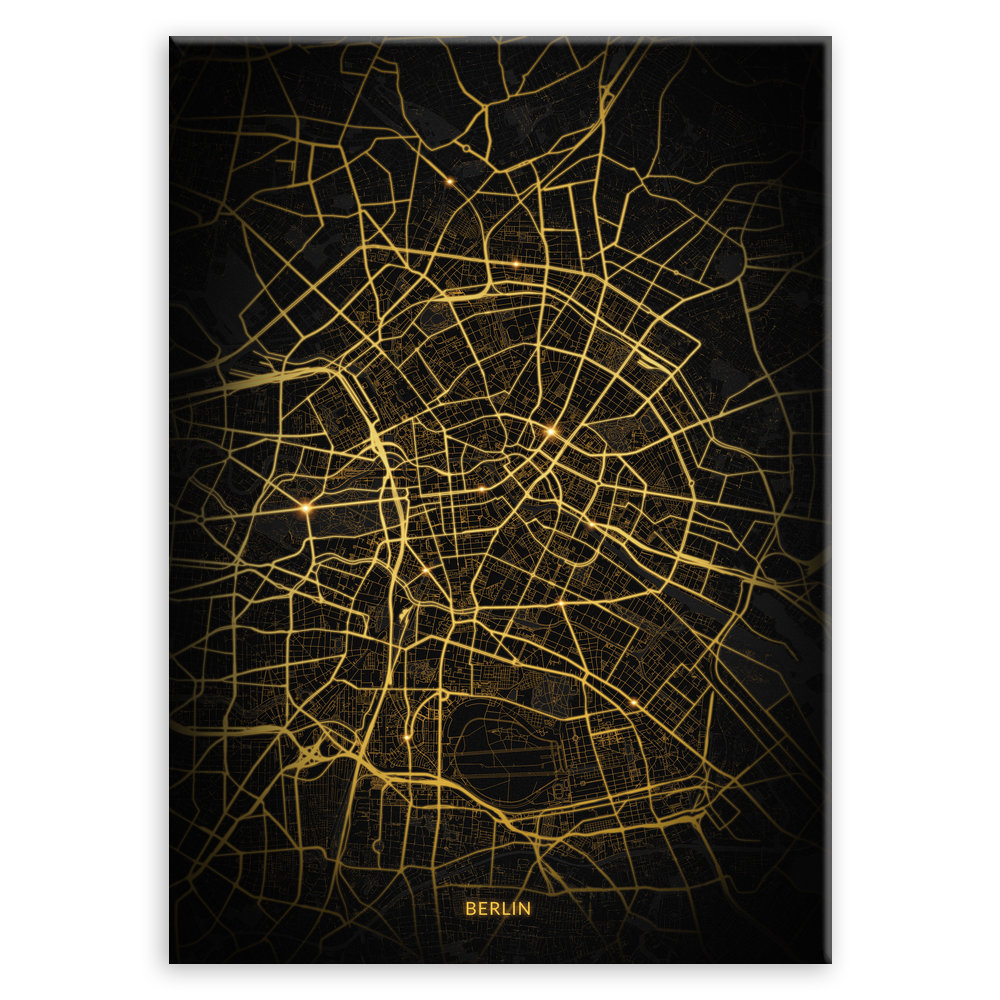 Plakat metalowy Mapa City Lights Berlin M