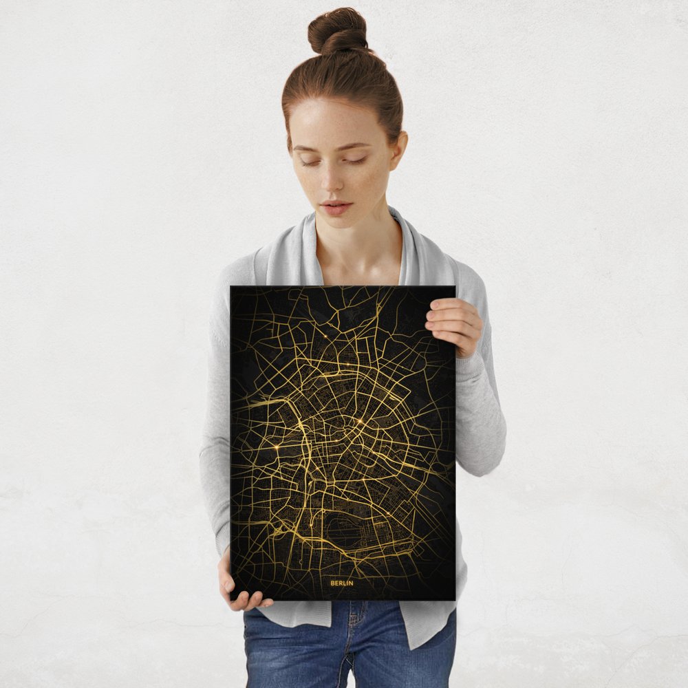 Plakat metalowy Mapa City Lights Berlin M