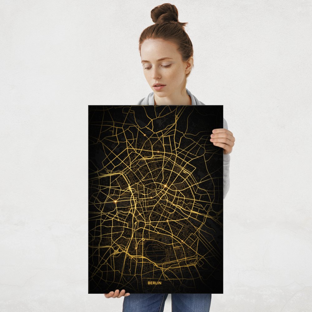 Plakat metalowy Mapa City Lights Berlin L