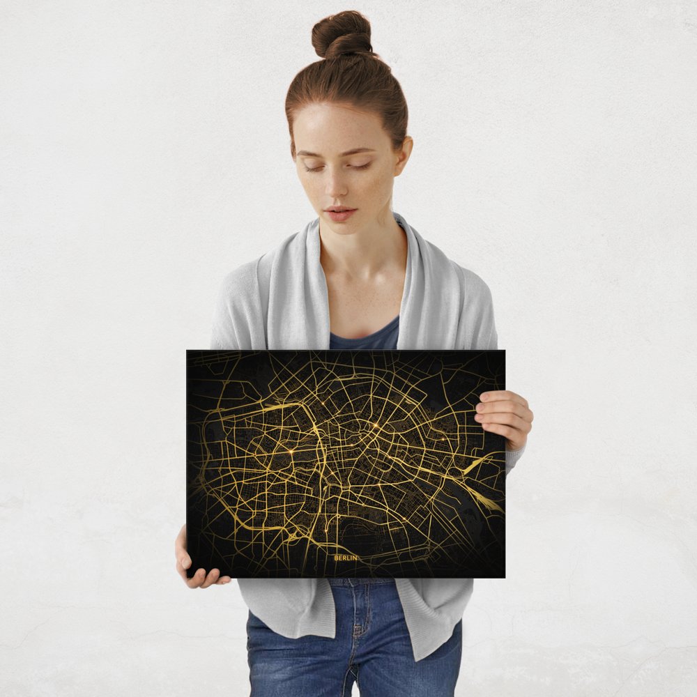 Plakat metalowy Mapa City Lights Berlin M
