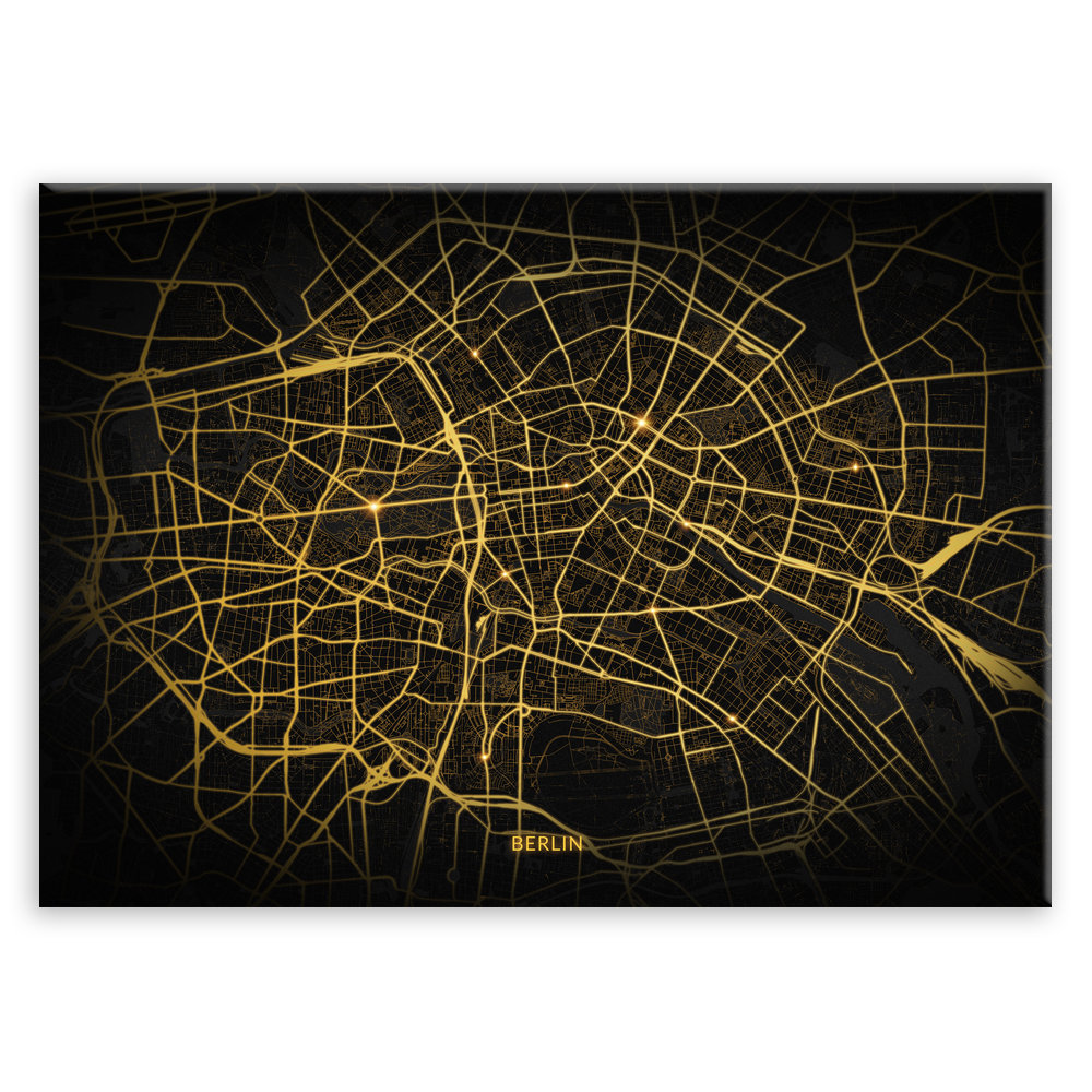 Plakat metalowy Mapa City Lights Berlin L