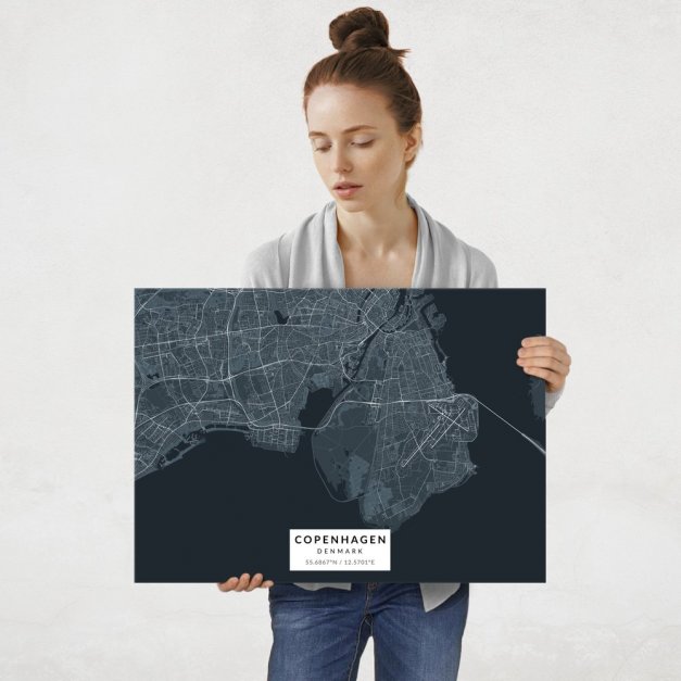 Plakat metalowy Mapa Navy Kopenhaga L