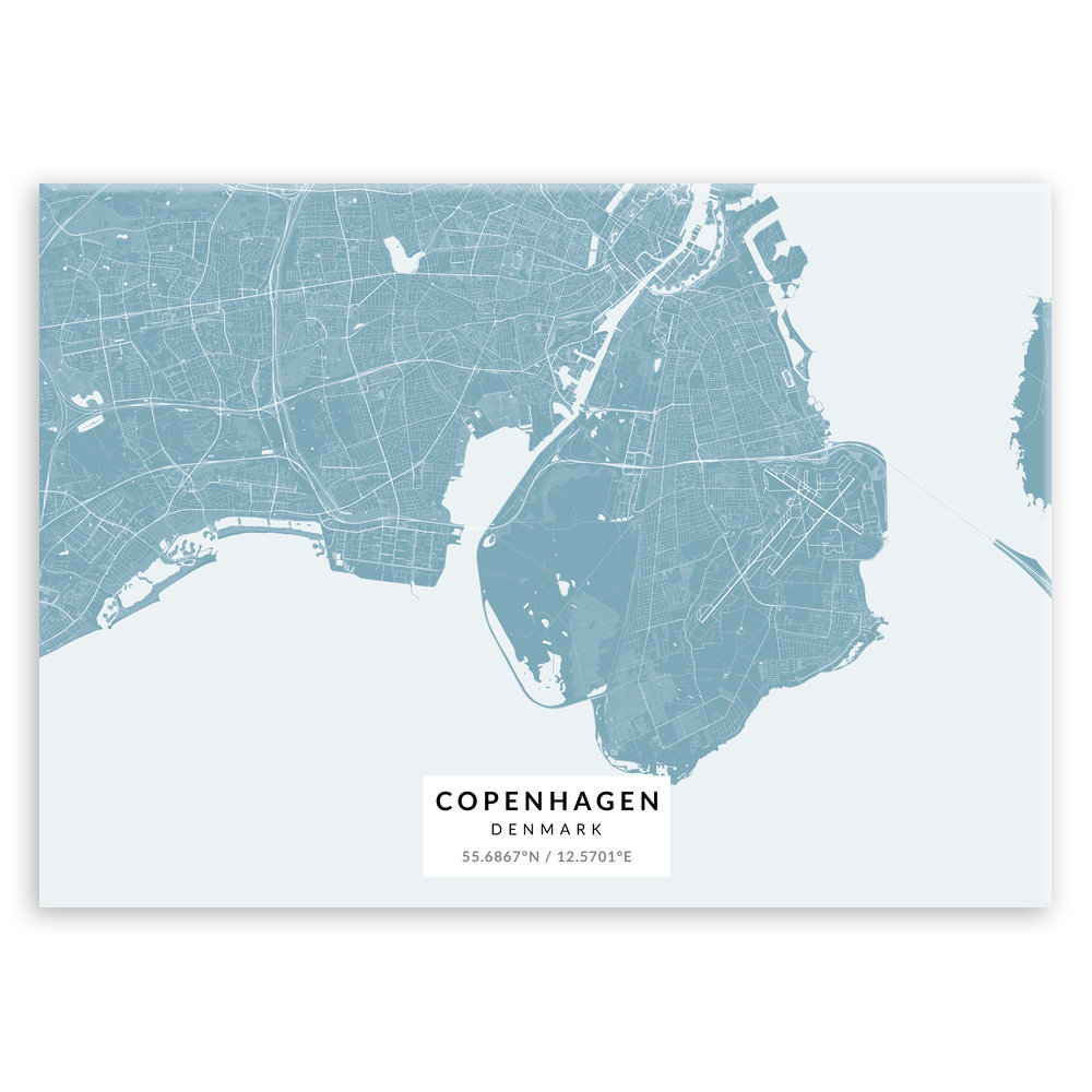 Plakat metalowy Mapa Lazur Kopenhaga M