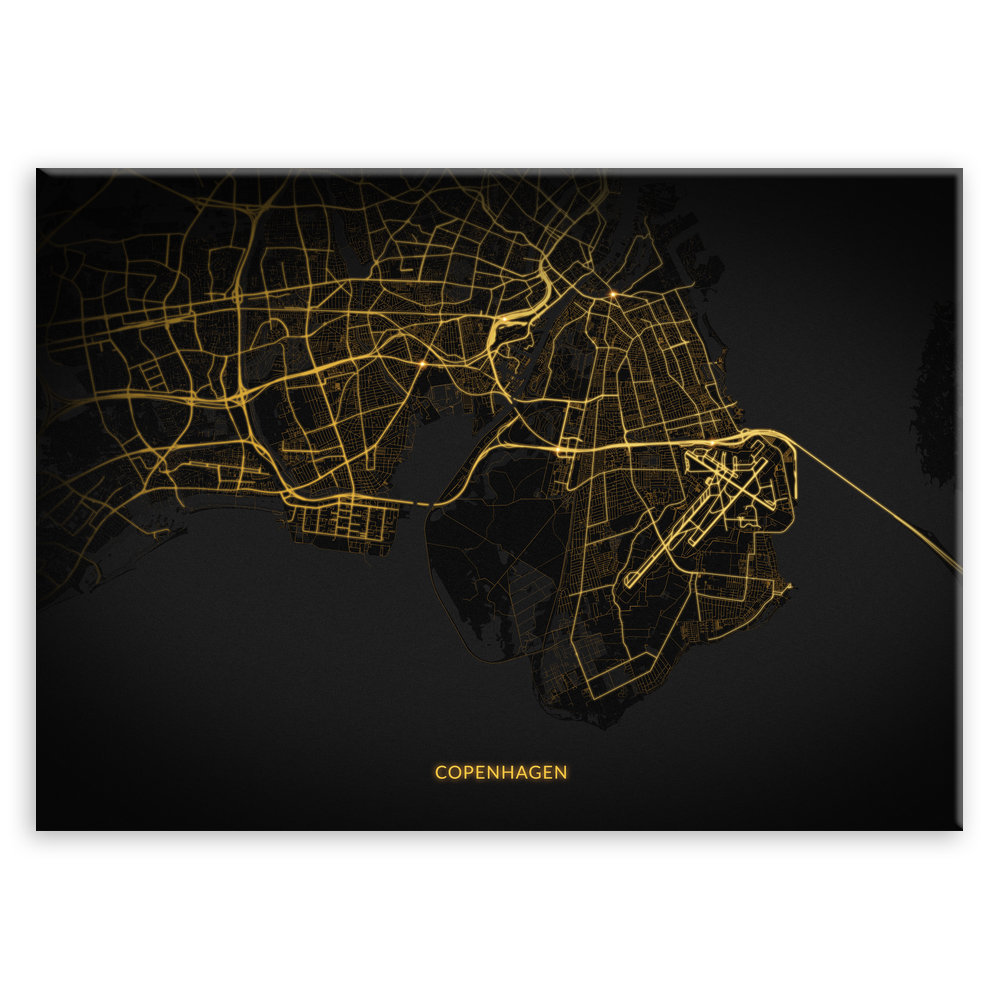 Plakat metalowy Mapa City Lights Kopenhaga M