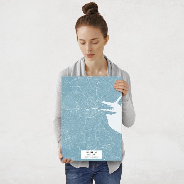 Plakat metalowy Mapa Lazur Dublin M