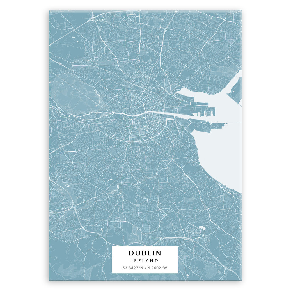 Plakat metalowy Mapa Lazur Dublin L