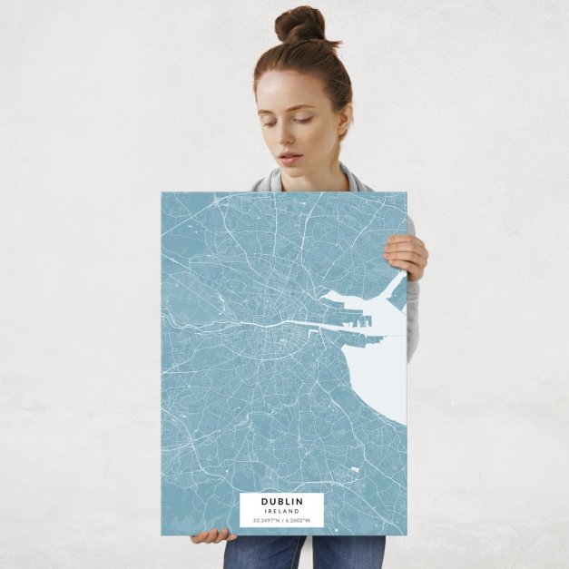 Plakat metalowy Mapa Lazur Dublin L