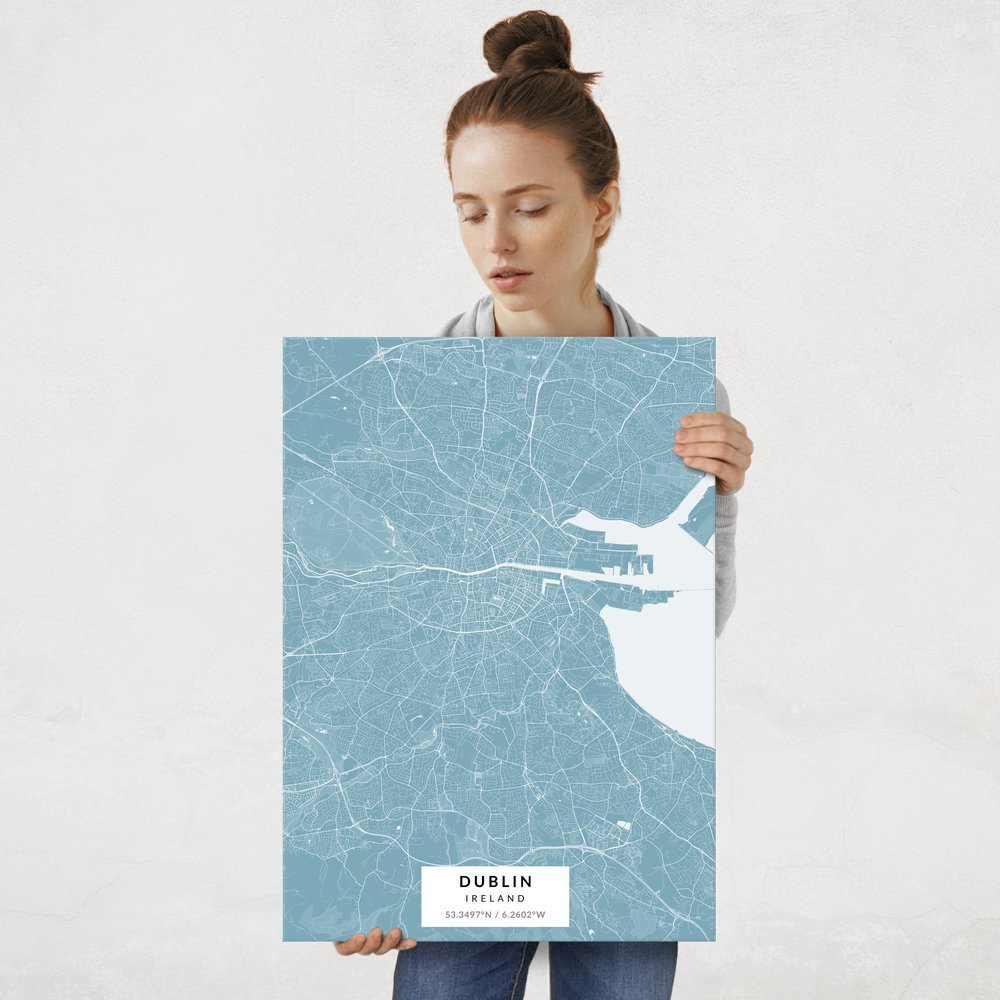 Plakat metalowy Mapa Lazur Dublin L