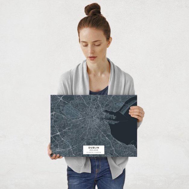 Plakat metalowy Mapa Navy Dublin M