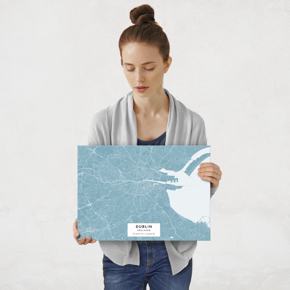 Plakat metalowy Mapa Lazur Dublin M