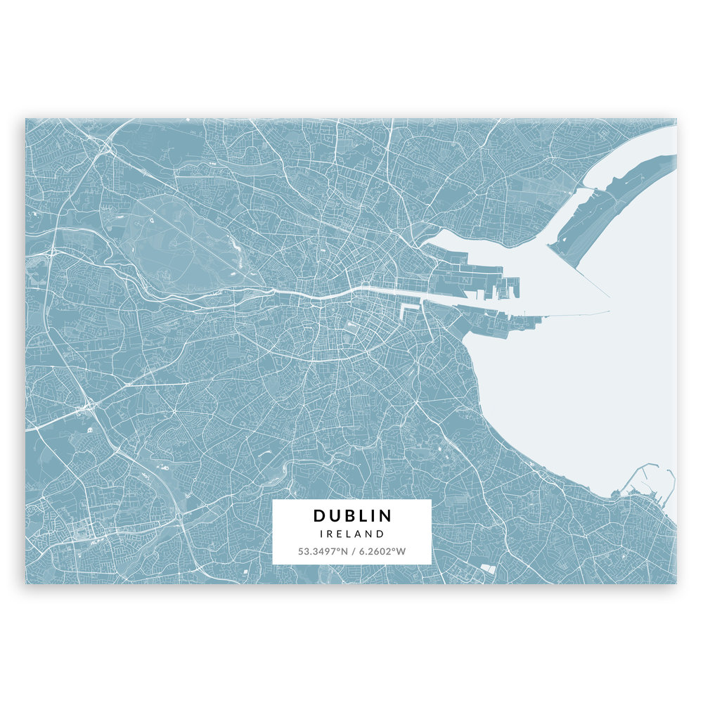 Plakat metalowy Mapa Lazur Dublin L
