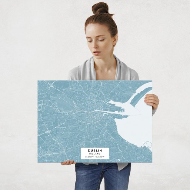 Plakat metalowy Mapa Lazur Dublin L