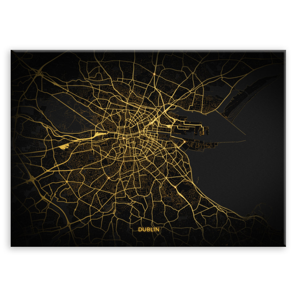 Plakat metalowy Mapa City Lights Dublin L