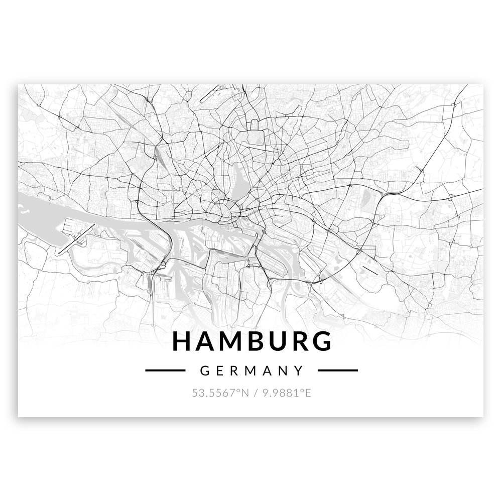 Plakat metalowy Mapa B&W Hamburg M
