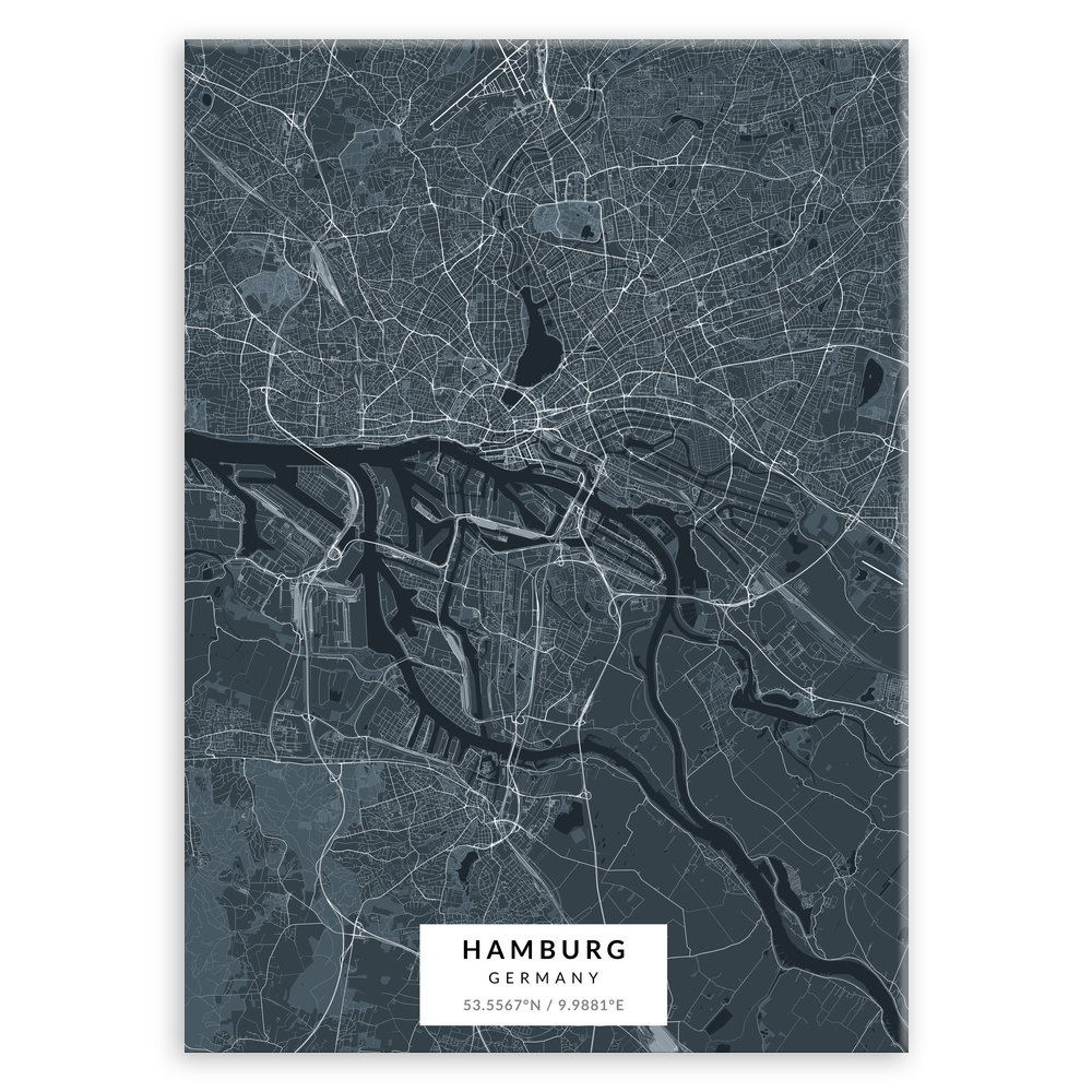 Plakat metalowy Mapa Navy Hamburg L