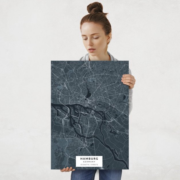 Plakat metalowy Mapa Navy Hamburg L
